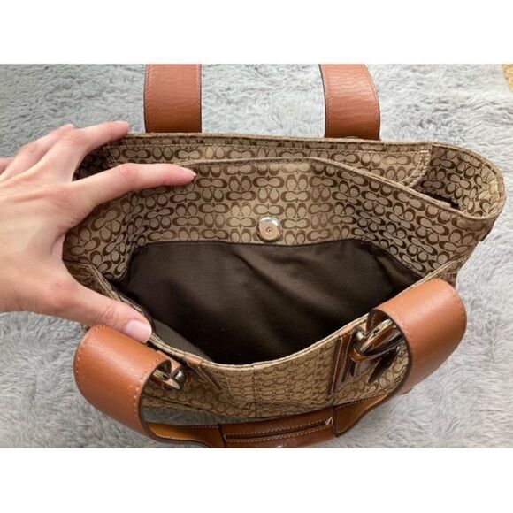 Vintage Y2k Coach soho pleated brown signature C print satchel shoulder bag - Picture 3 of 8